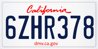 CA license plate 6ZHR378