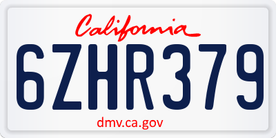 CA license plate 6ZHR379