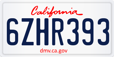 CA license plate 6ZHR393