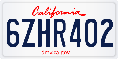 CA license plate 6ZHR402