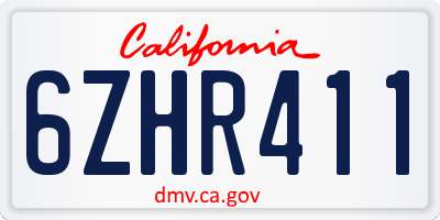 CA license plate 6ZHR411