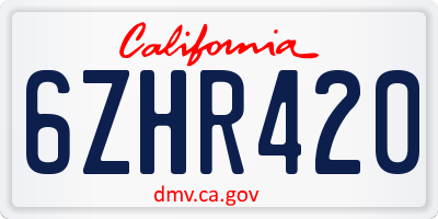 CA license plate 6ZHR420