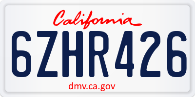 CA license plate 6ZHR426