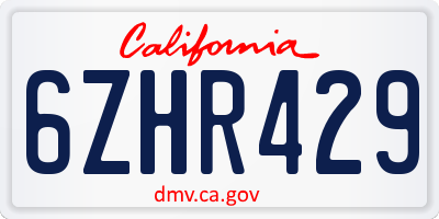 CA license plate 6ZHR429