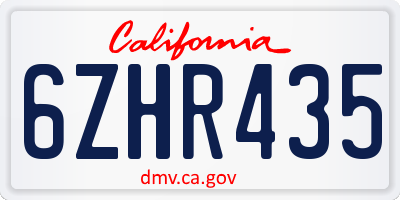 CA license plate 6ZHR435