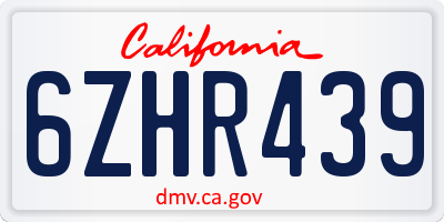 CA license plate 6ZHR439
