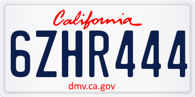 CA license plate 6ZHR444