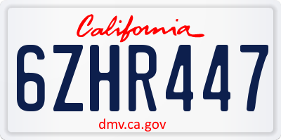 CA license plate 6ZHR447