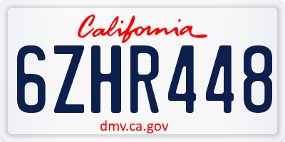 CA license plate 6ZHR448