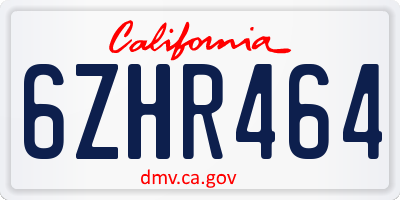 CA license plate 6ZHR464