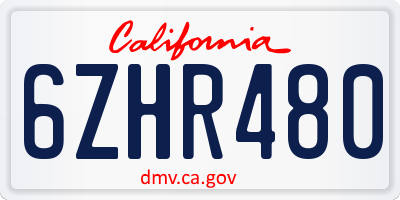 CA license plate 6ZHR480