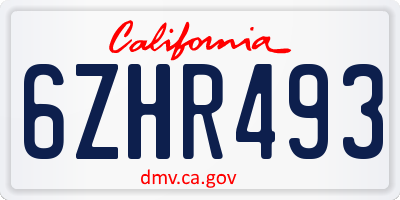 CA license plate 6ZHR493