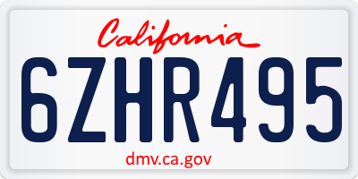 CA license plate 6ZHR495