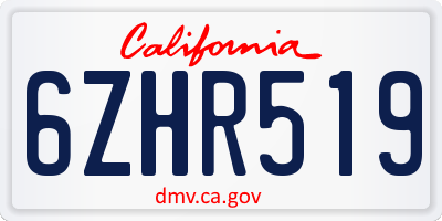 CA license plate 6ZHR519