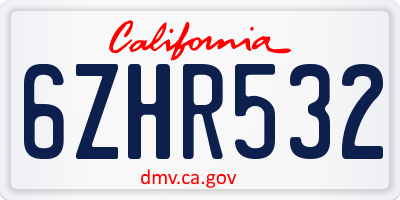 CA license plate 6ZHR532