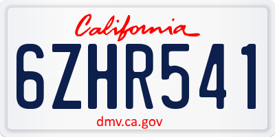 CA license plate 6ZHR541