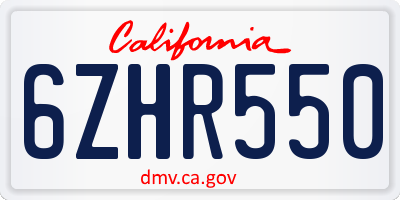 CA license plate 6ZHR550