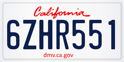 CA license plate 6ZHR551