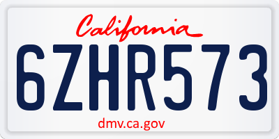 CA license plate 6ZHR573