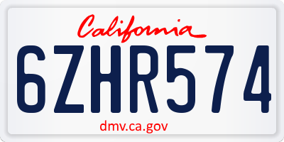CA license plate 6ZHR574