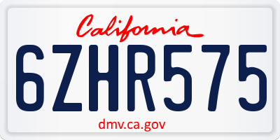 CA license plate 6ZHR575