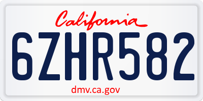 CA license plate 6ZHR582