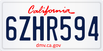 CA license plate 6ZHR594