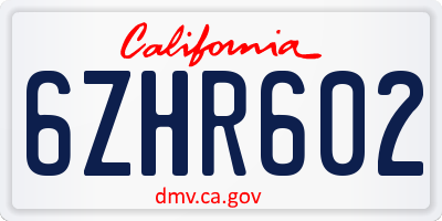 CA license plate 6ZHR602