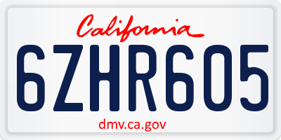 CA license plate 6ZHR605