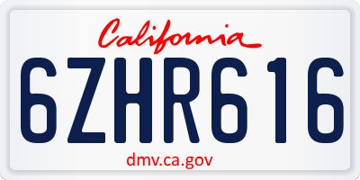 CA license plate 6ZHR616