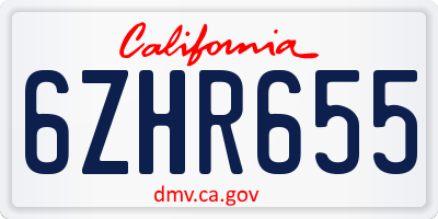 CA license plate 6ZHR655