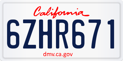CA license plate 6ZHR671