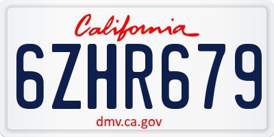 CA license plate 6ZHR679