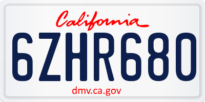 CA license plate 6ZHR680