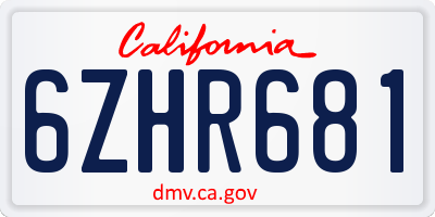 CA license plate 6ZHR681