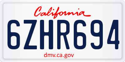 CA license plate 6ZHR694