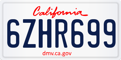 CA license plate 6ZHR699