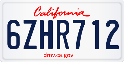 CA license plate 6ZHR712