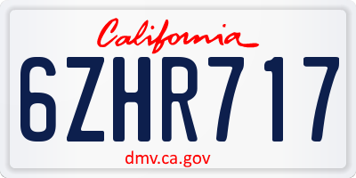 CA license plate 6ZHR717