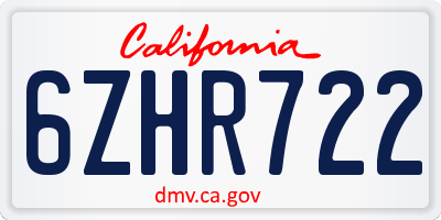 CA license plate 6ZHR722