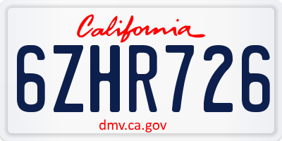 CA license plate 6ZHR726