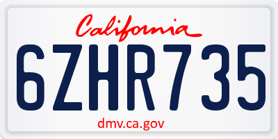 CA license plate 6ZHR735