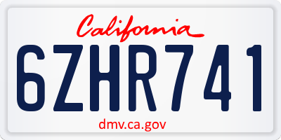CA license plate 6ZHR741