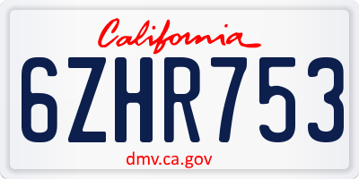 CA license plate 6ZHR753