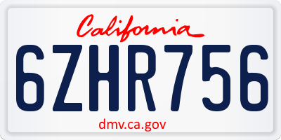 CA license plate 6ZHR756