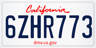 CA license plate 6ZHR773