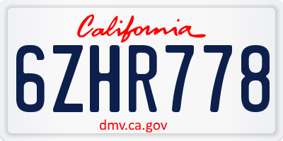 CA license plate 6ZHR778