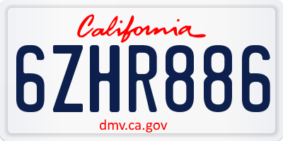 CA license plate 6ZHR886