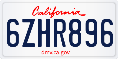 CA license plate 6ZHR896