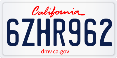 CA license plate 6ZHR962